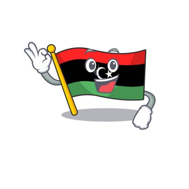 Tamam bayrak libya karikatür maskotu izole
