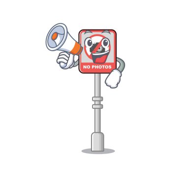 Megafon ile karikatür kapı sıkışmış hiçbir kamera