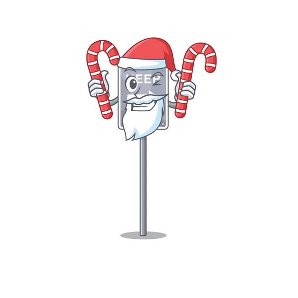 Weihnachtsmann mit Bonbons hält sich direkt am Straßenrand — Stockvektor