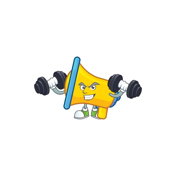 Personagem de desenho animado de alto-falante amarelo fitness para bullhorn — Vetor de Stock