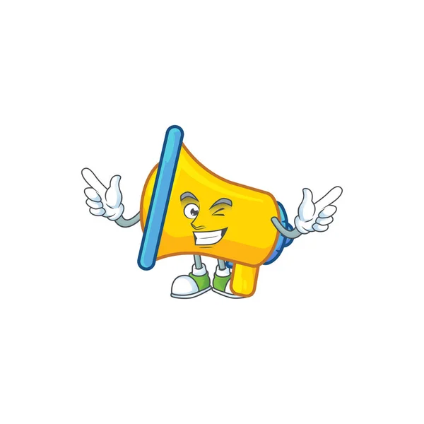 Wink giallo altoparlante elettronico nel personaggio dei cartoni animati — Vettoriale Stock