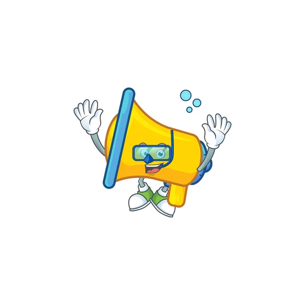 Mergulho amarelo alto-falante eletrônico em caráter de desenho animado — Vetor de Stock