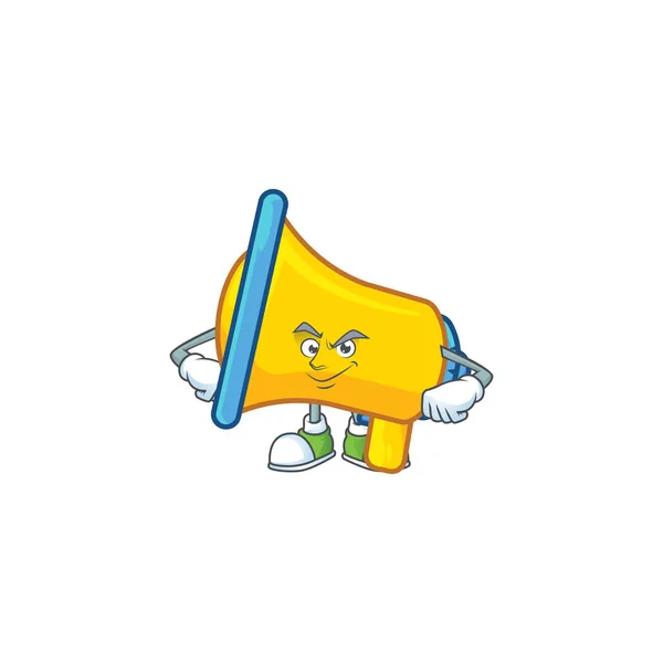 Smirking yellow loudspeaker electronic in cartoon character — Wektor stockowy