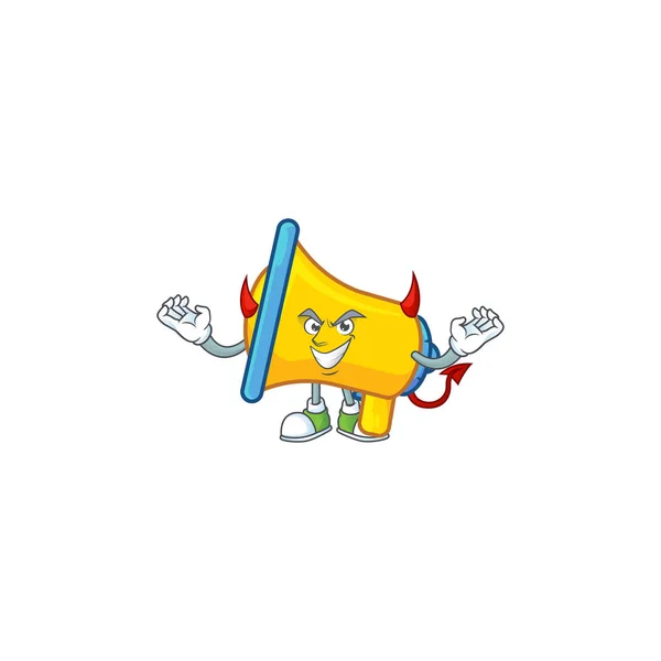 Diablo mascota del altavoz amarillo sobre fondo blanco — Vector de stock
