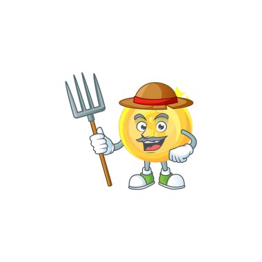 Tasarım karakteri maskotu ile Çiftçi altın sikke