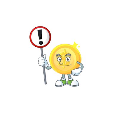 Tasarım karakter maskotu ile işareti altın sikke ile