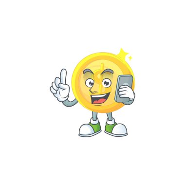 Tasarım karakter maskotu ile telefon altın sikke ile