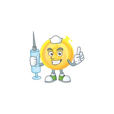 Hemşire para altın sikke izole beyaz arka plan