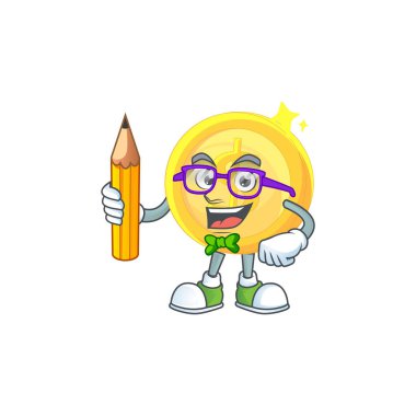 Öğrenci para birimi altın sikke izole beyaz arka plan