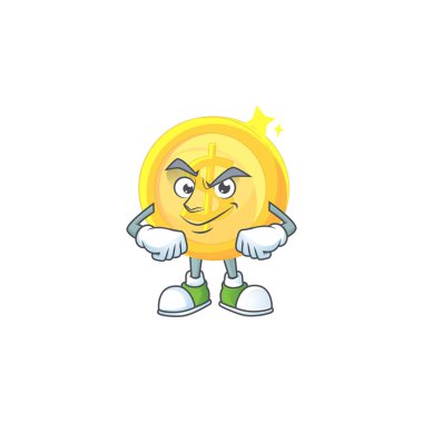 Smirking para altın sikke izole beyaz arka plan