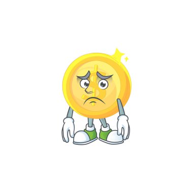 Ödeme için korkudan altın sikke çizgi film karakteri