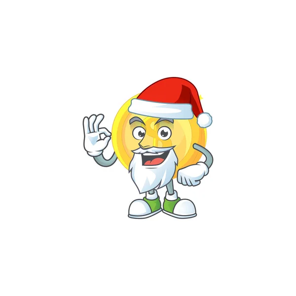 Santa moeda de ouro desenho animado personagem mascote estilo — Vetor de Stock