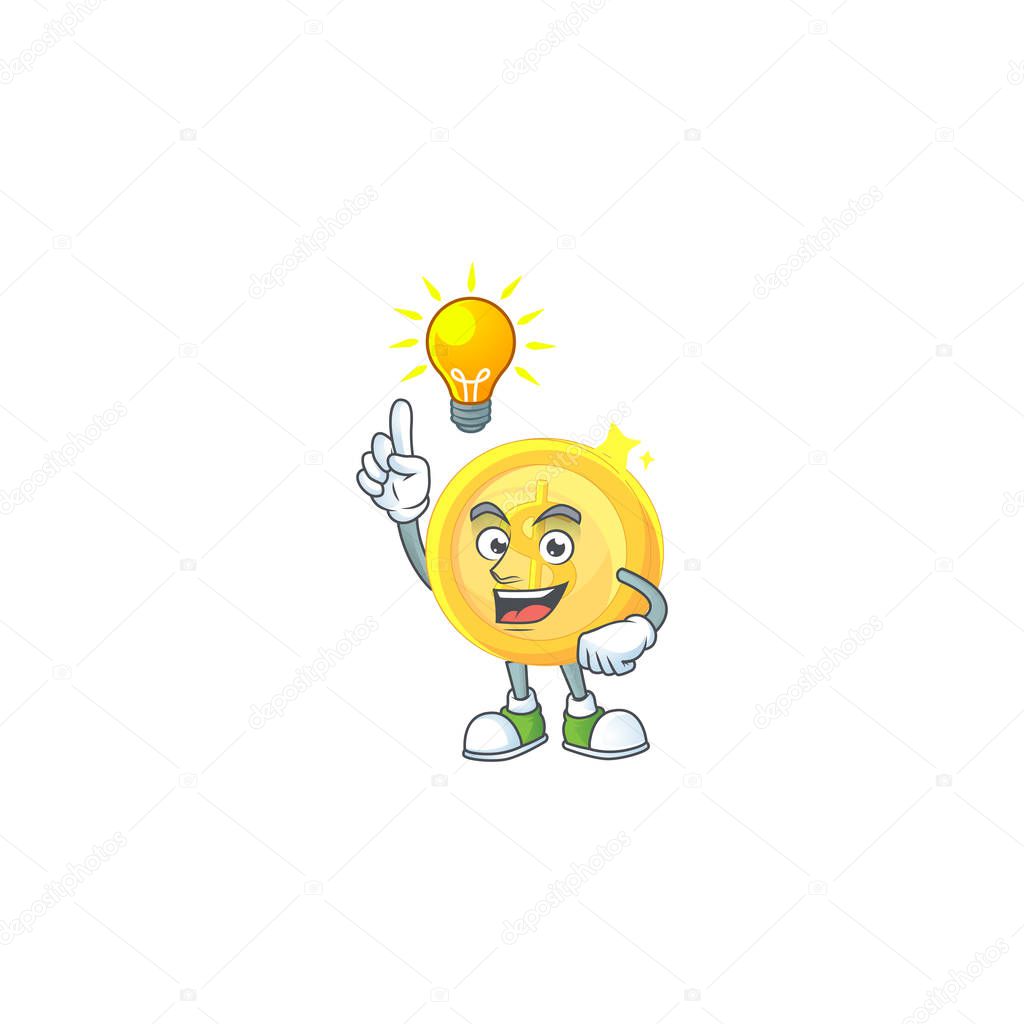 Have an idea gold coin cartoon character mascot style
