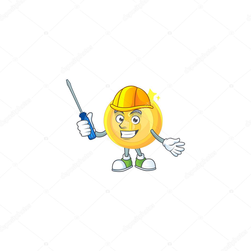 Automotive gold coin cartoon character mascot style