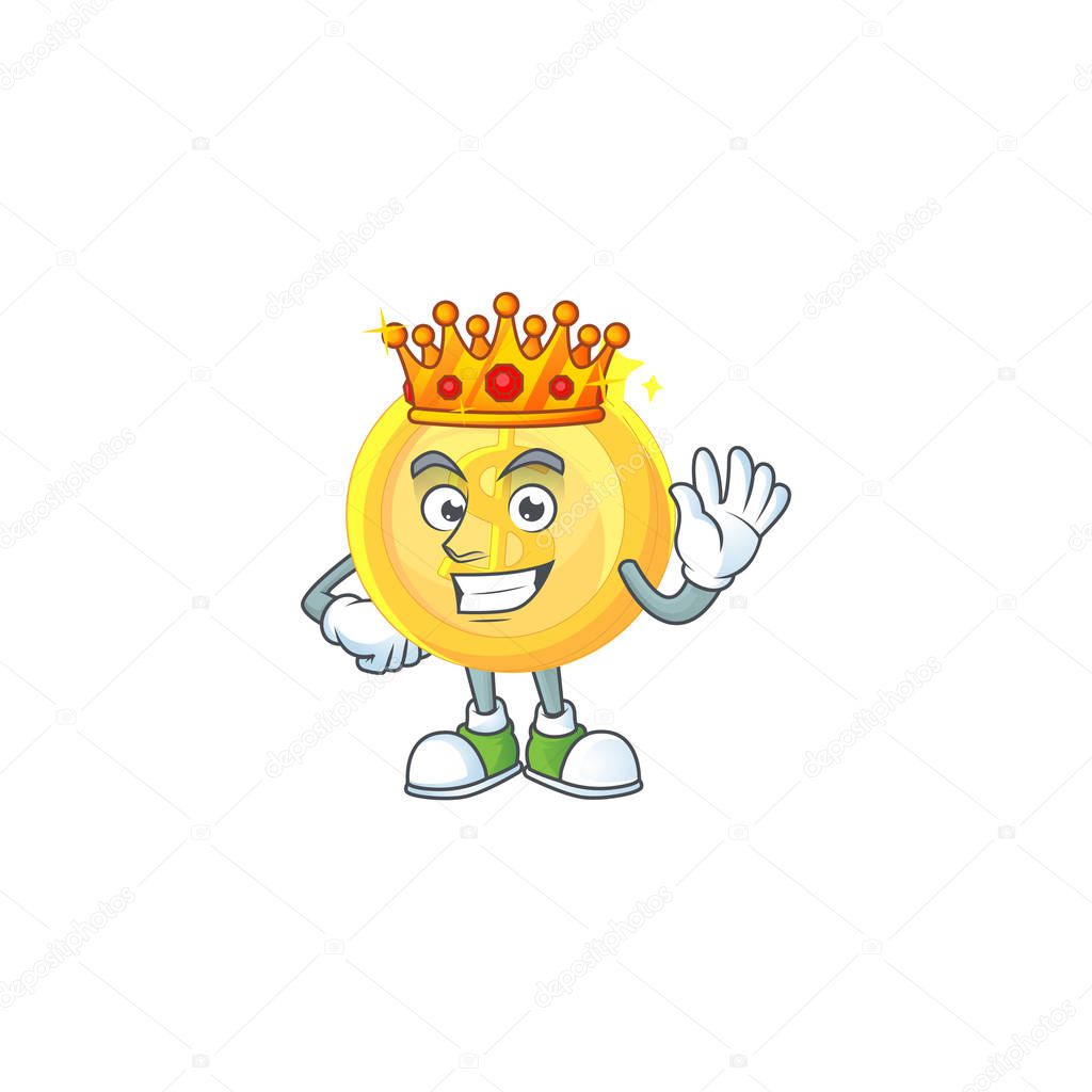 King gold coin cartoon character mascot style