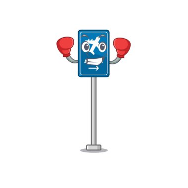 Boks havaalanı tabelası maskotla izole edilmiş.
