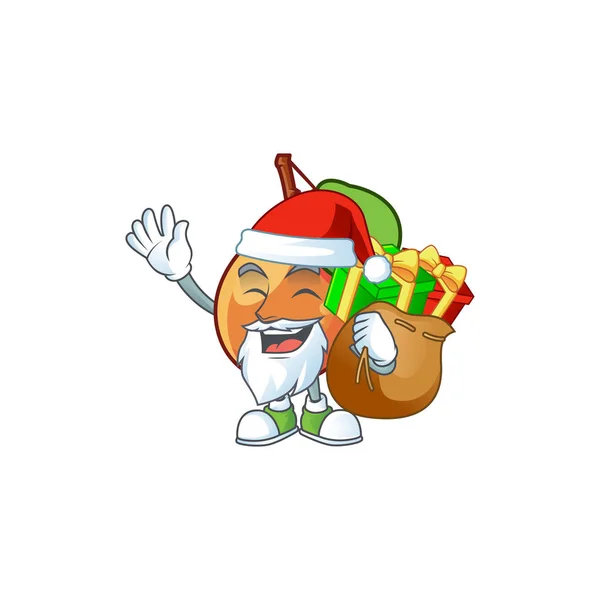 Beyaz arka plan üzerinde hediye shipova meyve karikatür ile Santa — Stok Vektör