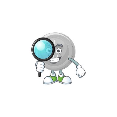 Karikatür Dedektif gümüş sikke karakter maskotu