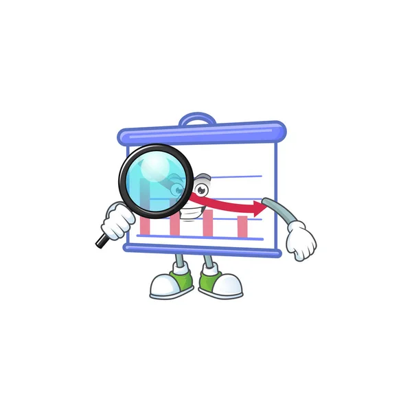 Detective abajo tablero gráfico en carácter mascota — Archivo Imágenes Vectoriales