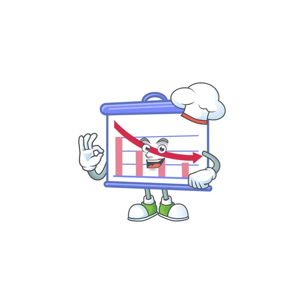 Chef abajo tablero gráfico en carácter mascota — Vector de stock
