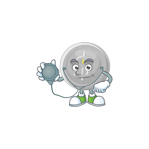 Doctor moneda de plata personaje de dibujos animados para la moneda — Vector de stock