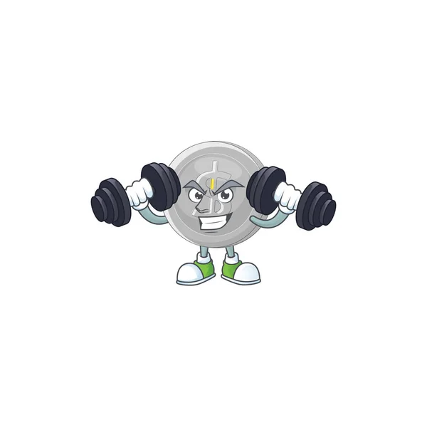 Personagem de desenho animado de moeda de prata fitness para moeda — Vetor de Stock