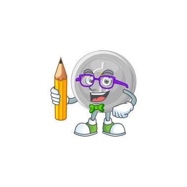 Karikatür öğrenci gümüş sikke karakter maskotu