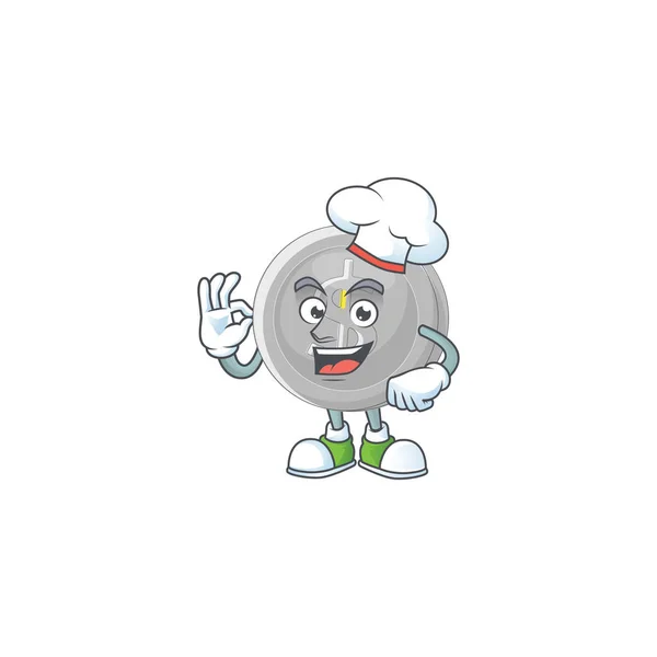 Chef prata mascote personagem moeda em desenhos animados — Vetor de Stock