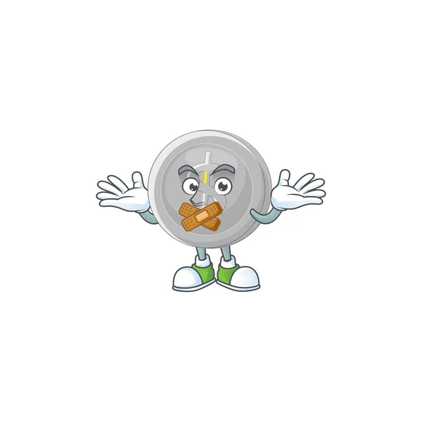 Silencioso personaje de dibujos animados moneda de plata con mascota — Vector de stock