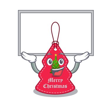 Yukarıda karikatürle izole edilmiş Noel etiketi asılı.
