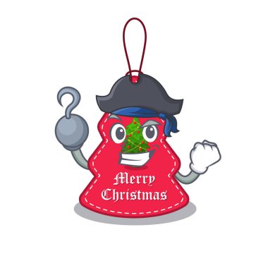 Korsan noel etiketi karikatürle izole edilmiş.