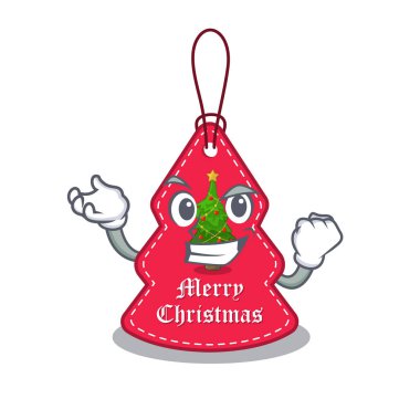 Başarılı noel etiketi maskot şeklinde asılı duruyor