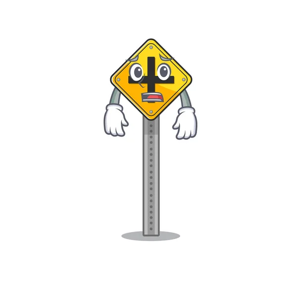 Afraid crossing sign at the roadside character — Stock Vector