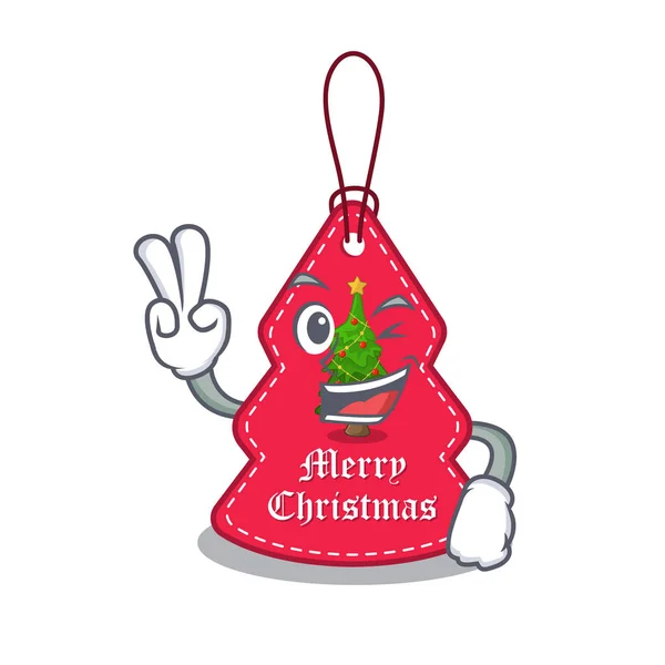 Étiquette de Noël à deux doigts suspendue à la forme de la mascotte — Image vectorielle