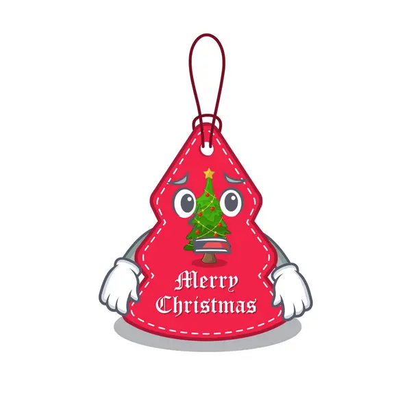 Étiquette de Noël effrayée accrochée à la porte du personnage — Image vectorielle