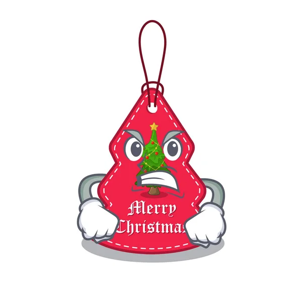 Étiquette de Noël en colère pendaison de la porte de caractère — Image vectorielle