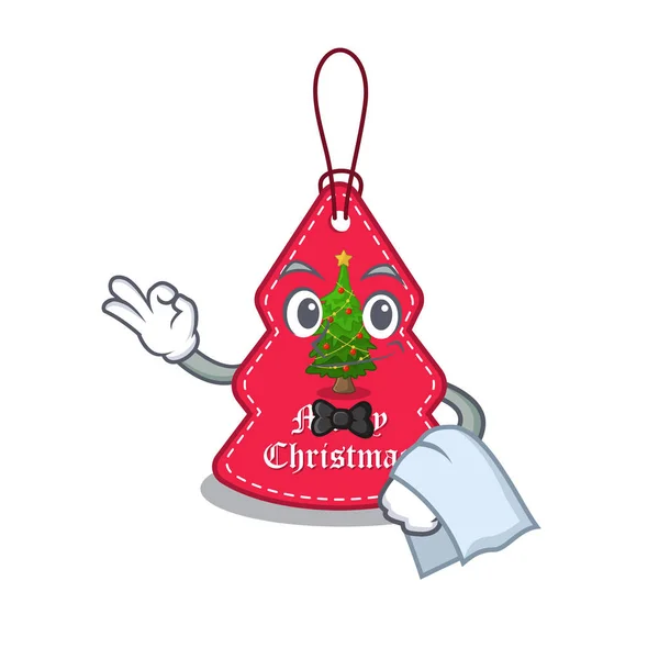 Serveur étiquette de Noël pendaison de la porte de caractère — Image vectorielle
