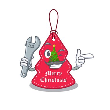 Tamirci Noel etiketleri karikatür duvarlarında asılı