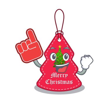 Çizgi film duvarlarında asılı köpük parmak Noel etiketleri