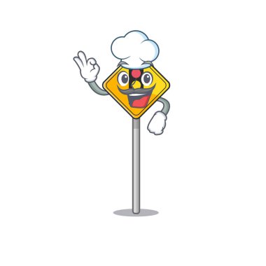 Şef trafik lambası çizgi filmle izole edilmiş.