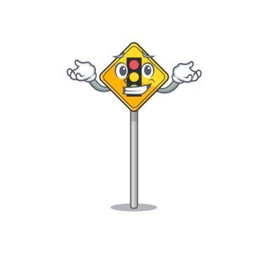 Sırıtan trafik ışığı çizgi filmle izole edilmiş.