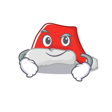 Çizgi film dolabında saklanmış sırıtan Noel Baba şapkası.