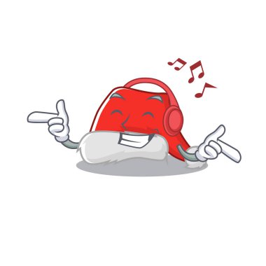 Çizgi film şeklinde müzik dinleyen Noel Baba karakterleri.