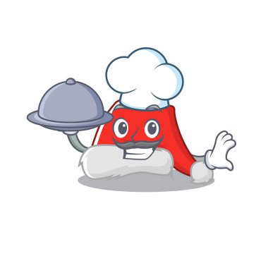 Karikatür şeklinde Noel Baba şapkalı bir şef.