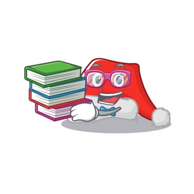 Noel Baba şapkalı öğrenci karakter çekmecesinin üstüne katlıyor.