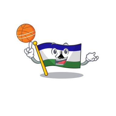 Basketbol bayraklı lesotho maskotu karakterli