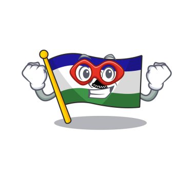 Süper kahraman bayrağı lesotho karikatür direğine asıldı.