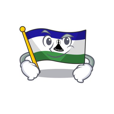 Sırıtan bayrak lesotho Çizgi film direğine asıldı