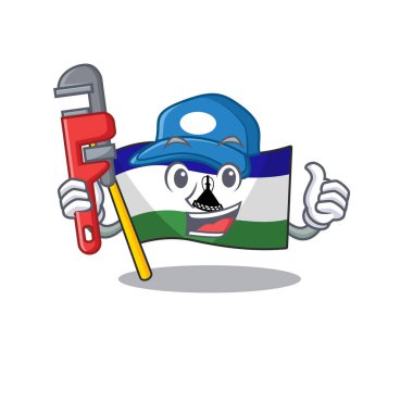 Tesisat bayrağı lesotho çizgi film sandalyesine yerleştirilmiş.