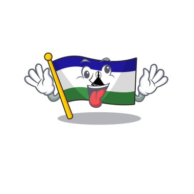 Çizgi film sandalyesinde çılgın bir lesotho bayrağı